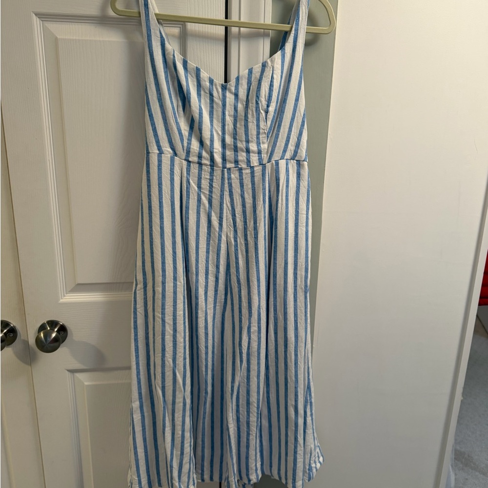Old Navy Blue and White Striped Midi Dress